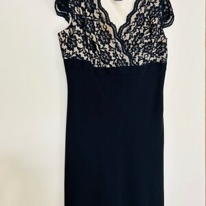 16W Cocktail Evening Black and Cream Dress
